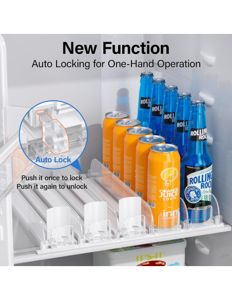 Organizador de Bebidas LAMU para Nevera 5 Filas Ajustable Organizador de Bebidas LAMU para Nevera 5 Filas Ajustable