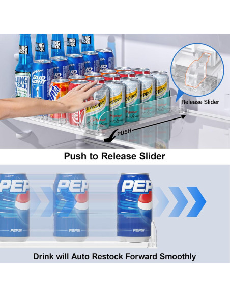 Organizador de Bebidas LAMU para Nevera 5 Filas Ajustable Organizador de Bebidas LAMU para Nevera 5 Filas Ajustable