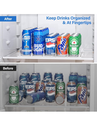 Organizador de Bebidas LAMU para Nevera 5 Filas Ajustable