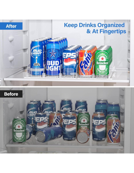 Organizador de Bebidas LAMU para Nevera 5 Filas Ajustable Organizador de Bebidas LAMU para Nevera 5 Filas Ajustable