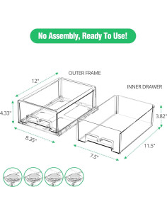Cajones Organizadores para Refrigerador Damynuo 2 Piezas 2