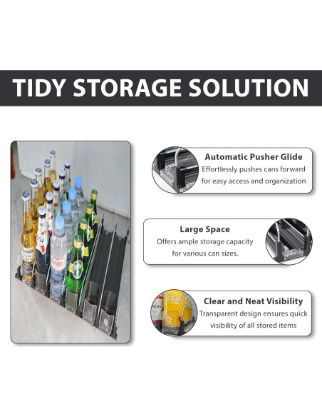 Organizador de Bebidas Acrilyx para Nevera 6 Filas 30 Latas Organizador de Bebidas Acrilyx para Nevera 6 Filas 30 Latas