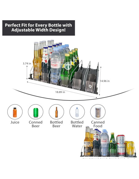 Organizador de Bebidas Acrilyx para Nevera 6 Filas 30 Latas Organizador de Bebidas Acrilyx para Nevera 6 Filas 30 Latas