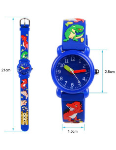 Reloj de Pulsera Venhoo para Niños 3D Dinosaurio Azul 2