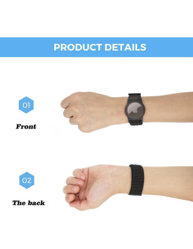 2 Pulseras de Nylon para AirTag Orisell Negro-Gris