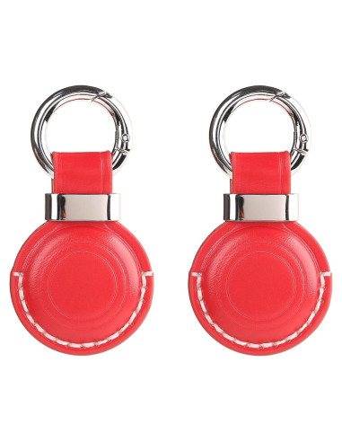 2 Soportes de Llave de Cuero LQU para AirTag - Rojo