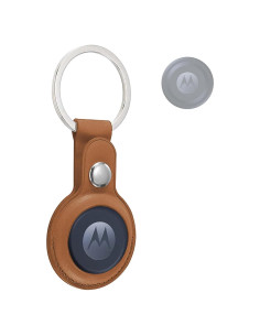 Funda de cuero para Moto Tag con llavero - Marrón