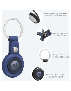 Funda de cuero para Moto Tag con llavero - Azul 2