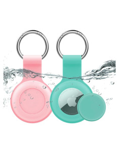 Soporte Impermeable Wtyssn para AirTag 2 Paquete Rosa y Cian