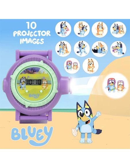Reloj Proyector Kids Bluey con Pantalla LCD y 10 Imágenes