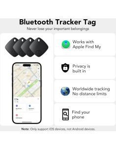 Air Tag Ntaanoo 4-Pack Negro, Rastreador Bluetooth iOS 2