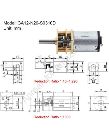 Motor DC N20 12V 1600RPM 2 Pcs Miniatura Alta Velocidad