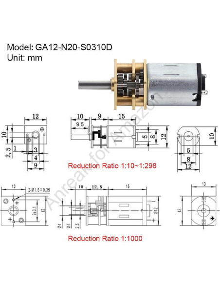 Motor DC N20 12V 1600RPM 2 Pcs Miniatura Alta Velocidad Motor DC N20 12V 1600RPM 2 Pcs Miniatura Alta Velocidad