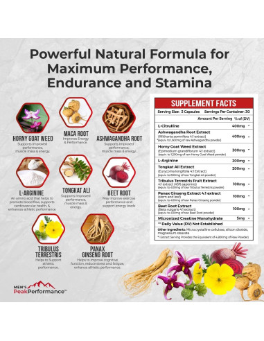 Suplemento Aumentador de Testosterona Men's PeakPerformance - 90 Cápsulas