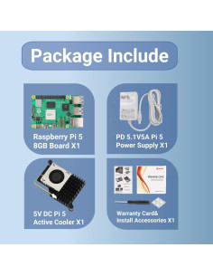 Kit Vemico Raspberry Pi 5 8GB RAM con enfriador y fuente 2