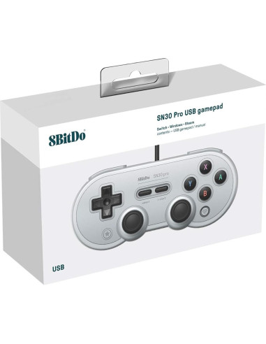 Controlador USB 8Bitdo Sn30 Pro Gris para Switch y PC