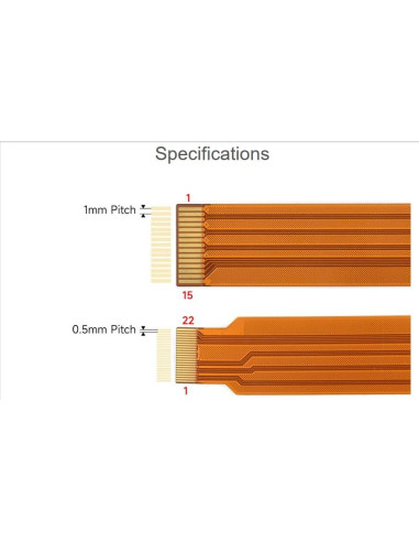 Cable Flexible CSI FPC Oficial Wonrabai 20cm 22Pin a 15Pin