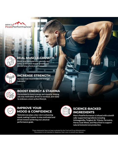 Suplemento Aumentador de Testosterona Men's PeakPerformance - 90 Cápsulas