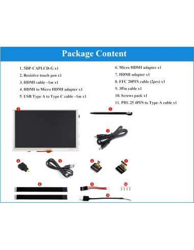 Pantalla Táctil IPS 5" UeeKKoo 1024x600 Resistiva