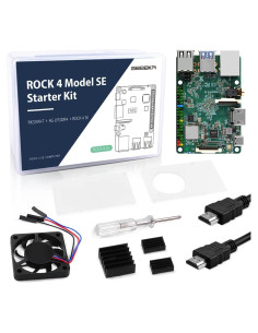 Kit de Inicio GeeekPi ROCK Pi 4 SE 4GB con Ventilador y Disipadores