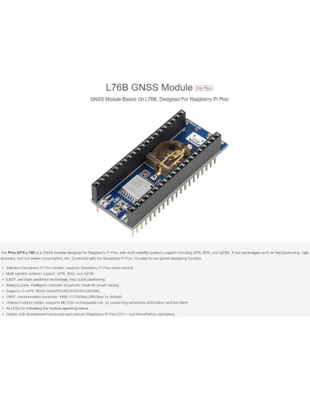Módulo GNSS Waveshare L76B para Raspberry Pi Pico GPS Módulo GNSS Waveshare L76B para Raspberry Pi Pico GPS