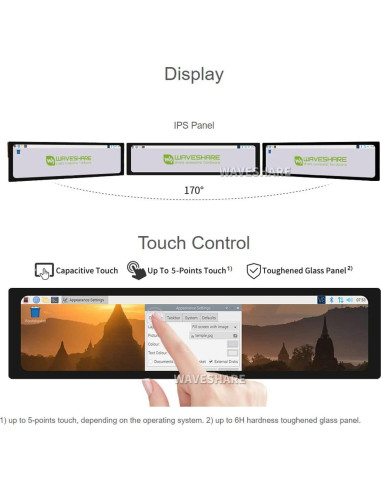 Pantalla LCD Táctil 11.9" Waveshare HDMI 320x1480 IPS