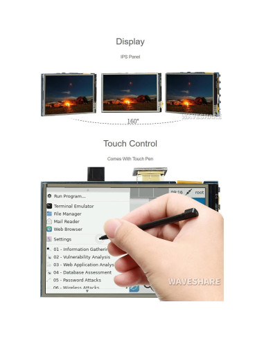 Pantalla LCD Táctil 3.5" Waveshare HDMI 480x320 para Raspberry Pi