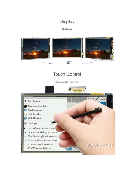 Pantalla LCD Táctil 3.5" Waveshare HDMI 480x320 para Raspberry Pi