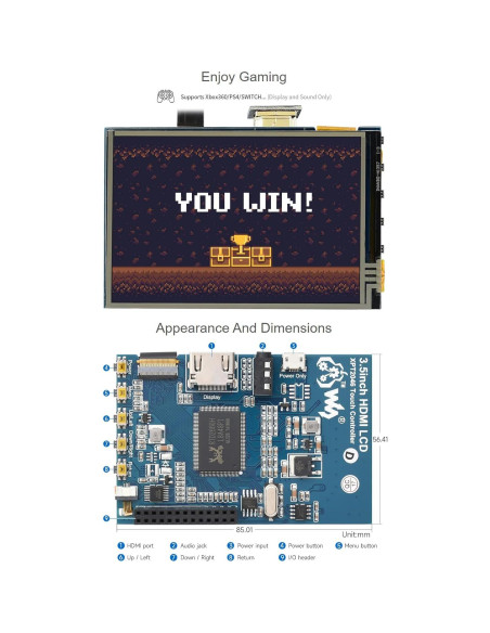 Pantalla LCD Táctil 3.5" Waveshare HDMI 480x320 para Raspberry Pi