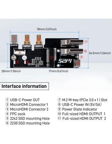 Adaptador Micro HDMI a HDMI GeeekPi para Raspberry Pi 5