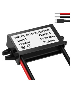 Convertidor DC-DC 12V/24V a 5V USB C YELUFT 3A 15W