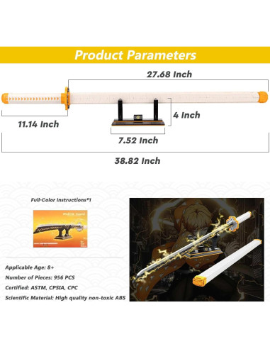 Conjunto de Espada Demoníaca Zenitsu 956 Piezas con Funda