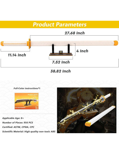 Conjunto de Espada Demoníaca Zenitsu 956 Piezas con Funda