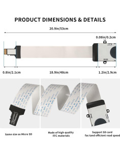 Adaptador Micro SD a SD 48cm PinQiongZhe para Raspberry Pi 2