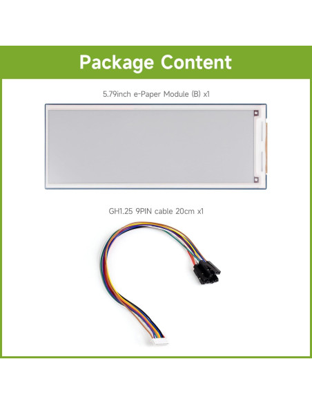 Módulo E-Paper 5.79" Waveshare para Raspberry Pi, 792x272 Módulo E-Paper 5.79" Waveshare para Raspberry Pi, 792x272