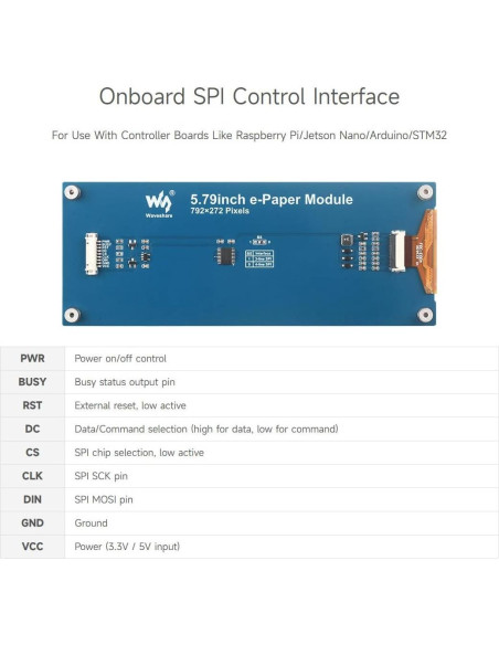 Módulo E-Paper 5.79" Waveshare para Raspberry Pi, 792x272 Módulo E-Paper 5.79" Waveshare para Raspberry Pi, 792x272
