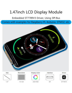 Módulo LCD 1.47" Waveshare IPS 172x320 SPI 262K colores 2