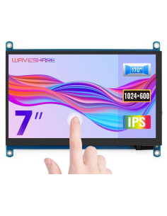 Pantalla LCD Táctil 7" Waveshare 1024x600 HDMI para Raspberry Pi