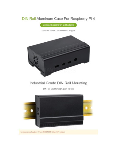 Caja de Aluminio para Riel DIN Waveshare Raspberry Pi 4