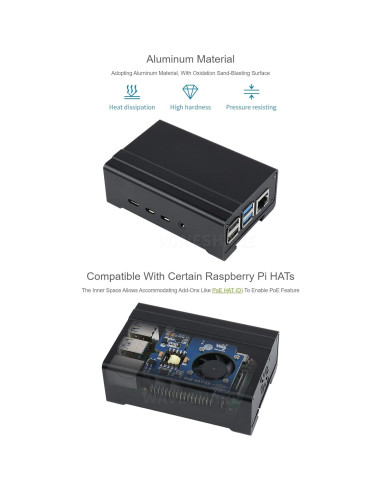 Caja de Aluminio para Riel DIN Waveshare Raspberry Pi 4