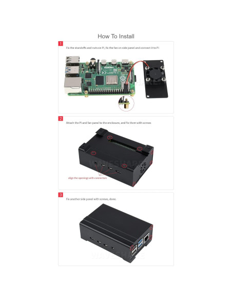 Caja de Aluminio para Riel DIN Waveshare Raspberry Pi 4