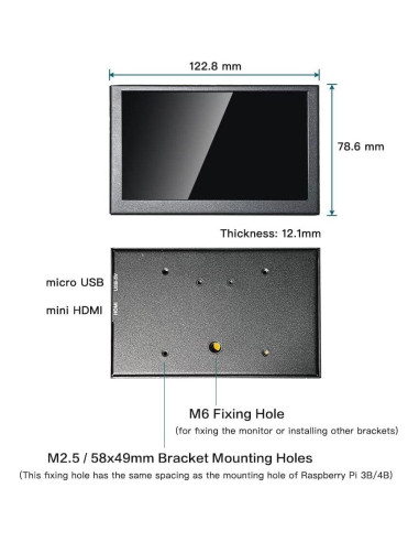 Monitor portátil LESOWN 5" IPS HD 800x480 HDMI metálico