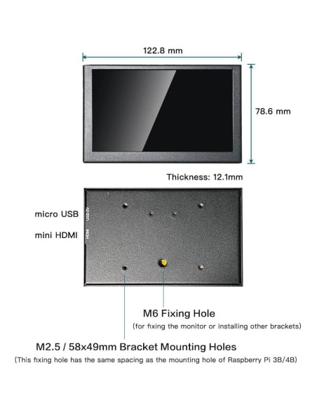 Monitor portátil LESOWN 5" IPS HD 800x480 HDMI metálico