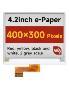 Pantalla e-Paper Waveshare 4.2" E-Ink 400x300 Rojo/Amarillo/Negro/Blanco