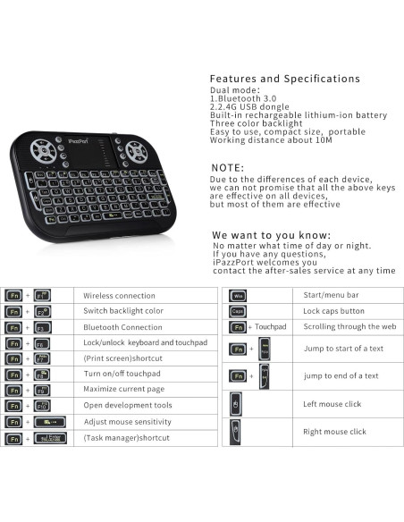 Teclado Mini Bluetooth UNISEN KP-810-21SA con Touchpad