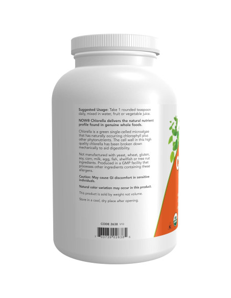 NOW Foods Chlorella Orgánica en Polvo 0.45 kg - Suplemento Nutricional NOW Foods Chlorella Orgánica en Polvo 0.45 kg - Suplemento Nutricional