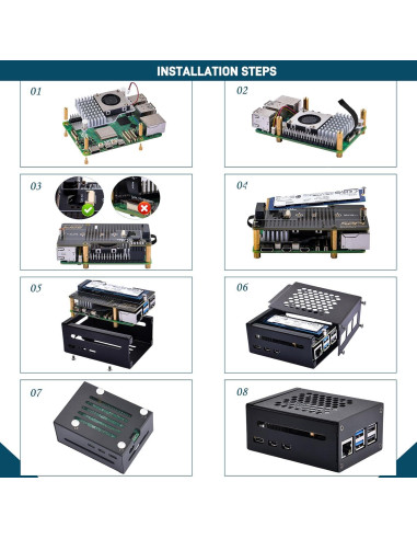 Caja de Metal GeeekPi con Enfriador Activo para Raspberry Pi 5