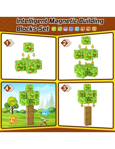 Bloques Magnéticos Coodoo 84PCS Aventura de Dinosaurios