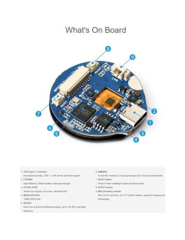 Placa MCU Waveshare RP2350 con LCD táctil 1.28" IPS