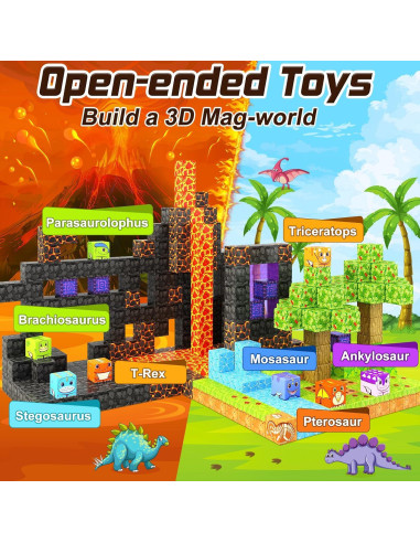 Bloques Magnéticos Coodoo 84PCS Aventura de Dinosaurios
